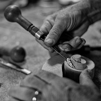 Howard Needham, violinist and violin craftsman, at his home workshop located in Silver Spring, Maryland, June 20, 2014.