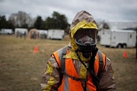 A U.S. Army Soldier from the New Jersey Army National Guard's 2-113th Infantry Regiment provides perimeter security during a full scale exercise involving over 600 Army and Air National Guardsmen from New York, New Jersey, and West Virginia at Joint Base McGuire-Dix-Lakehurst, N.J., April 17, 2015.