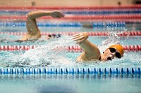 United Kingdom’s Daniell Hampson-Carroll swims freestyle during the 2015 Department of Defense Warrior Games in Manassas, Va. June 27, 2015. The swimming event portion of the games was held at the Freedom Aquatic and Fitness Center in Manassas.  Original public domain image from Flickr