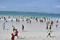 Residents of Mogadishu, Somalia, enjoy the waters off of Lido beach during their holiday. Original public domain image from Flickr