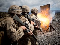 Lava Dogs. Marines with 1st Battalion, 3rd Marine Regiment, the "Lava Dogs," stack up to breach a door with a donut charge during exercise Lava Viper aboard Pohakuloa Training Area, Hawaii. Original public domain image from Flickr