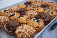 Blueberry &amp; chocolate muffins. Original public domain image from <a href="https://www.flickr.com/photos/416thengineers/18122816064/" target="_blank">Flickr</a>