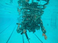 Engineers jump in the water for Combat Water Survival Training. Original public domain image from Flickr