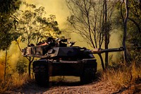 Australian Soldiers return fire in a M1A1 Abrams tank during Talisman Sabre at Shoalwater Bay Training Area in Queensland, Australia, July 14, 2015.