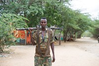 A Somali soldier on patrol in Baardheere, Somalia on August 18 2015.