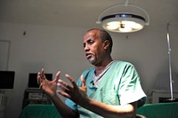 Dr. Mohamed Elmi, a Canadian of Somali and a co-founder of Blue Star Tertiary Medical Institute, speaks during an interview on breast cancer in Somalia, Mogadishu on October 14 2015.