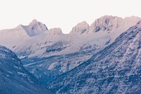 Snowy mountain border background, off white design psd