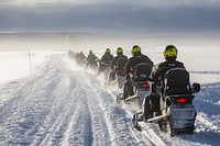 Snowmobile tour at Swan Lake