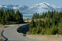 View of the Strawberry Mountain Range from Oregon State Highway 395 in North Eastern Oregon on the Malheur National Forest. Original public domain image from Flickr