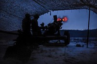 Paratroopers assigned to B Battery, 2nd Battalion, 377th Parachute Field Artillery Regiment, 4th Infantry Brigade Combat Team (Airborne), 25th Infantry Division, U.S. Army Alaska, fire high-explosive rounds from a M119 105mm howitzer at Joint Base Elmendorf-Richardson, Jan. 11, 2016.