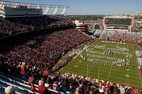 Two-ship flyover during the half-time show of the University of South Carolina's Military Appreciation college football game. Original public domain image from Flickr