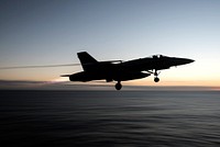 MEDITERRANEAN SEA. An F/A-18C Hornet, assigned to the “Rampagers” of Strike Fighter Squadron (VFA) 83, launches from the flight deck of aircraft carrier USS Harry S. Truman (CVN 75).