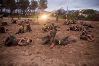 U.S. Marines with Combat Assault Company (CAC), 3rd Marine Regiment, conduct hand-to-hand fighting drills at Fort Hase Beach, Marine Corps Base Hawaii (MCBH), Nov. 20, 2017, in conjunction with the 74th anniversary of the Battle of Tarawa.