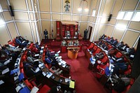 Members of Parliament from the Hirshabelle State of Somalia, following proceedings during a courtesy visit to the Machakos County Assembly, Kenya, on 28 March 2018. AMISOM Photo. Original public domain image from Flickr