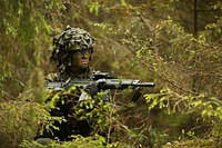 UTO, Sweden (June 11, 2016) A Swedish Marine from 1st Marine Regiment performs reconnaissance during the tactical exercise phase of BALTOPS 2016, June 11.