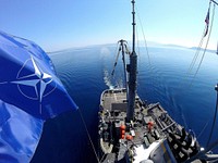AEGEAN SEA. The Military Sealift Command rescue and salvage ship USNS Grapple (T-ARS 53) patrols the Aegean Sea in support of NATO's migrant operations July 15, 2016.