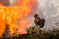 Firefighters at work on Pioneer Fire in the Boise National Forest near Idaho City on Jul. 18, 2016. Original public domain image from <a href="https://www.flickr.com/photos/usdagov/28537729833/" target="_blank">Flickr</a>