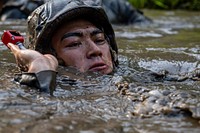 Midshipmen from the U.S. Naval Academy complete a combat course at the Marine Corps Officer Candidate School in Quantico, Va., during their 2018 Leatherneck training.