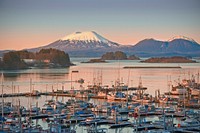 Sunrise over Thomsen Harbor in Alaska. Mt. Edgecumbe, Sitka Ranger District, Tongass National Forest, Alaska. (Forest Service photo by Jeffrey Wickett). Original public domain image from <a href="https://www.flickr.com/photos/usforestservice/29202974268/" target="_blank" rel="noopener noreferrer nofollow">Flickr</a>