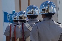 The Tinian High School Junior Reserve Officer Training Corps stands in formation at the Veteran’s memorial park during a Veteran’s Day ceremony on Tinian, Commonwealth of the Northern Mariana Islands, Nov. 12, 2018.