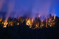 The Happy Camp Complex Fire in the Klamath National Forest in California began on Sep. 17, 2014 from lightening and has consumed 125, 788 acres to date and is 68% contained. U.S. Original public domain image from Flickr