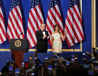 President Donald J. Trump and First Lady Melania greet service members at the Salute to Our Armed Services Ball at the National Building Museum, Washington, D.C., Jan. 20, 2017.