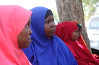 Jubbaland Police officers attend a campaign on Sexual and Gender Based Violence (SGBV), and Child protection in Kismaayo, Somalia, on January 16, 2017. the workshop organized by AMISOMA Police Unit. AMISOM Photo / Awil Abukar. Original public domain image from Flickr