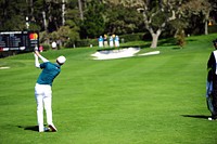 Man playing golf.  Original public domain image from Flickr