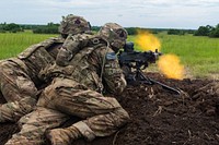 U.S. Soldiers assigned to the 1st Battalion, 506th Infantry Regiment, 1st Brigade Combat Team, 101st Airborne Division engage their targets during a Live Fire Exercise for United Accord 2017 at Bundase Training Camp, Bundase, Ghana, May 26, 2017.