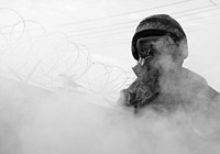 A Republic of Korea Airman assists with decontamination operations during the ROK/U.S.