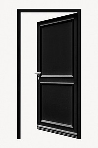 Black panel door sticker, modern architecture collage element psd