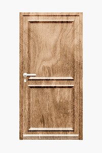 Wooden panel door sticker, modern architecture collage element psd