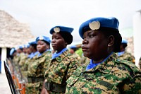 Members of the United Nations Guard Unit mount a Guard of Honour during a ceremony to mark United Nations Day in Mogadishu, Somalia on 24 October 2017.