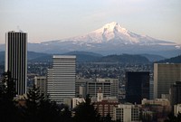 View of Mt Hood from Portland, Mt Hood National Forest. Original public domain image from Flickr