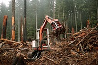 Machine piling logging slash. Original public domain image from Flickr