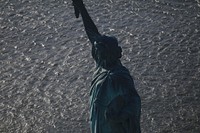 An aerial view of the Statue of Liberty, on Liberty Island in New York Harbor. Original public domain image from Flickr