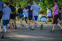 Soldiers and Airmen participate in the 2018 New Jersey National Guard LGBT 5K Color Run on Joint Base McGuire-Dix-Lakehurst, N.J., June 8, 2018.