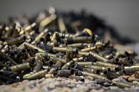 M240B machine gun brass piles up during weapons training at the 254th Regiment’s Infantry Advanced Leader Course on Joint Base McGuire-Dix-Lakehurst, N.J., May 2, 2018. Original public domain image from Flickr