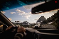 Driving Going-to-the-Sun Road. Original public domain image from Flickr