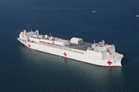 The Military Sealift Command hospital ship USNS Comfort (T-AH 20) is anchored off the coast of Haiti, Jan. 20, 2010.