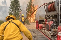 Firefighters conducting burnout operationCougar Creek Fire, Okanogan-Wenatchee NF, WA, 2018 (Photo by Kari Greer). Original public domain image from Flickr