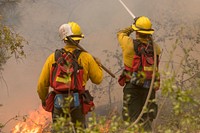 Firefighters conducting burnout operationCougar Creek Fire, Okanogan-Wenatchee NF, WA, 2018 (Photo by Kari Greer). Original public domain image from Flickr