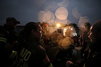 Firefighters are briefed prior to live burn training at the Anthony "Tony" Canale Training Center in Egg Harbor Township, N.J., Sept. 18, 2018.