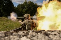 U.S. Soldiers assigned to the 1st Battalion, 503rd Infantry Regiment, 173rd Airborne Brigade engaged targets with the Carl Gustaf 84mm weapon system in Grafenwoehr, Germany, Sept. 8, 2018, during Saber Junction 18.