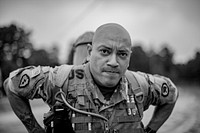 Sgt. Marcus Moore, a combat medic with HHT, 102nd Cavalry Regiment stands for a portrait during a tactical trauma care course on Joint Base McGuire-Dix-Lakehurst, N.J., Sept. 28, 2018.