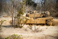 U.S. Marines with Charlie Company, 4th Tank Battalion fire an M1A1 Abrams tank during exercise Cobra Gold 19 at Sukhothai, Kingdom of Thailand, Feb. 21, 2019.