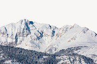 Snowy mountain border background, off white design psd