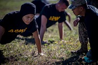 U.S. Army Recruits with the New Jersey National Guard’s Recruit Sustainment Program perform physical training at the National Guard Training Center in Sea Girt, N.J., Oct. 19, 2019.