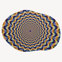 Hypnotizing optical illusion blob shape badge, abstract photo