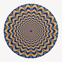 Hypnotizing optical illusion circle shape badge, abstract photo